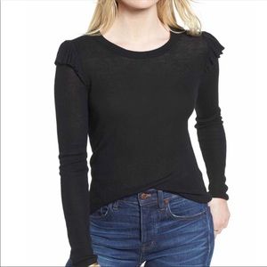 Madewell Ruffle Black Sweater